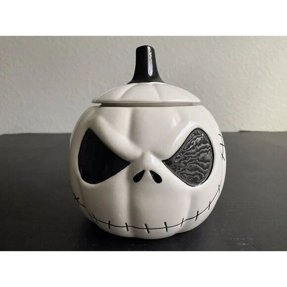 Disney The Nightmare Before Christmas Jack Skellington White Pumpkin Cookie Jar - Picture 1 of 11